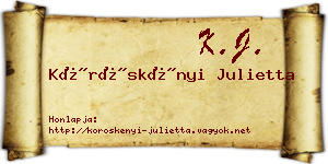 Köröskényi Julietta névjegykártya
